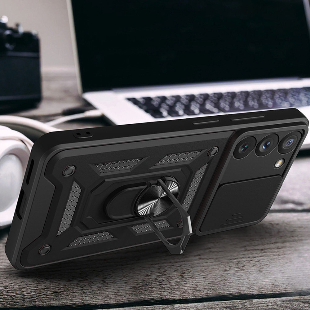 Hybride armor Camshield voor Samsung Galaxy A14 - zwart