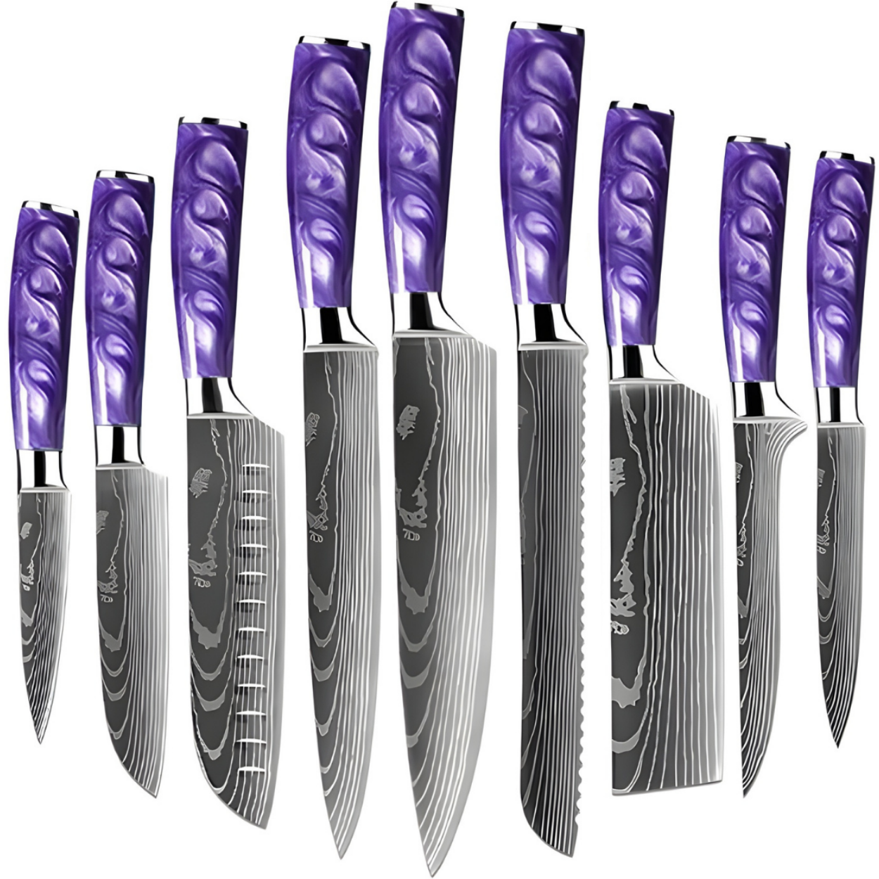 Keukenmes set BL-29418 - 8delig / Zwart / Bruin / Type2