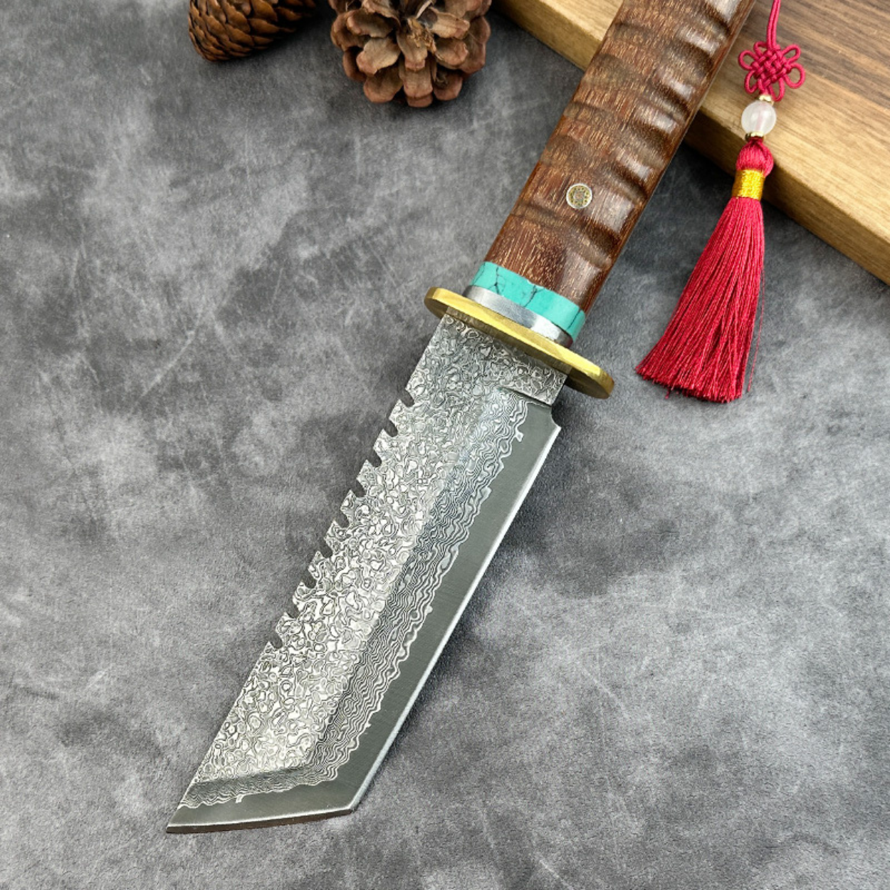 Damascus buitenmes TR - 39472 - Bruin