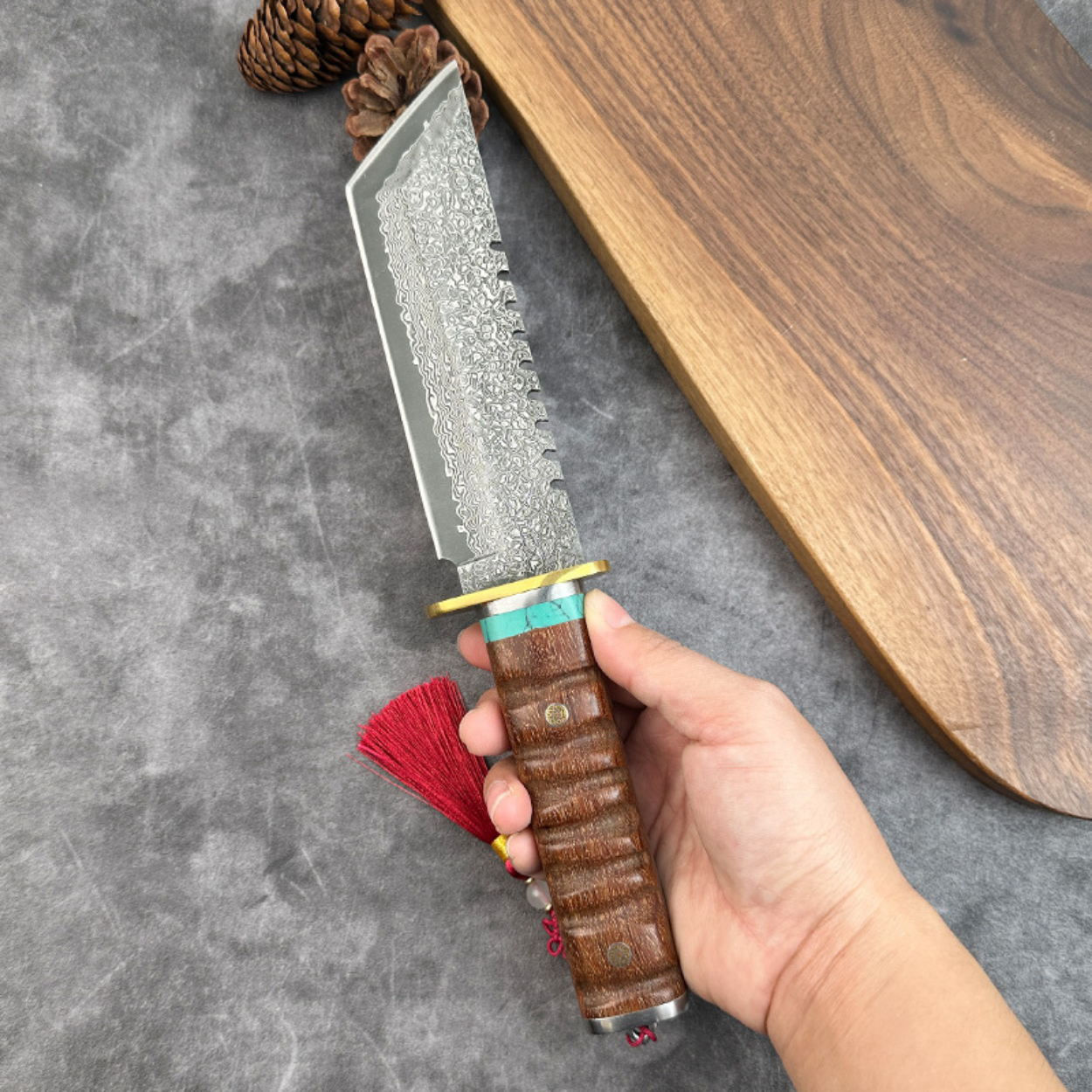 Damascus buitenmes TR - 39472 - Bruin