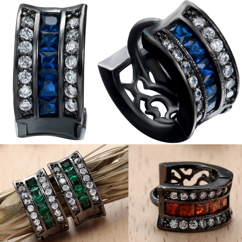 Oorbellen DI-2384 - Zilver/Groen