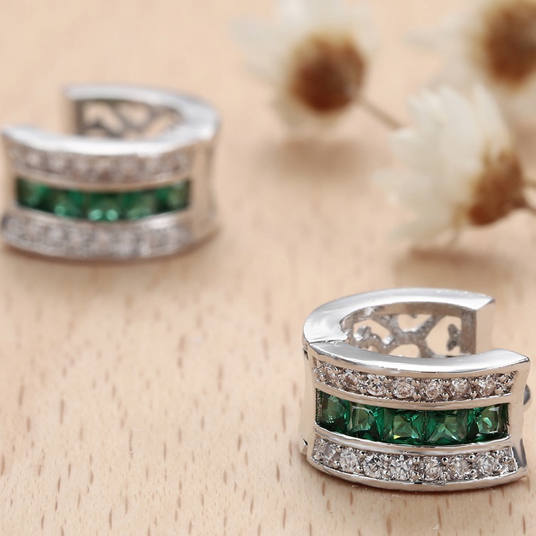 Oorbellen DI-2384 - Zilver/Groen