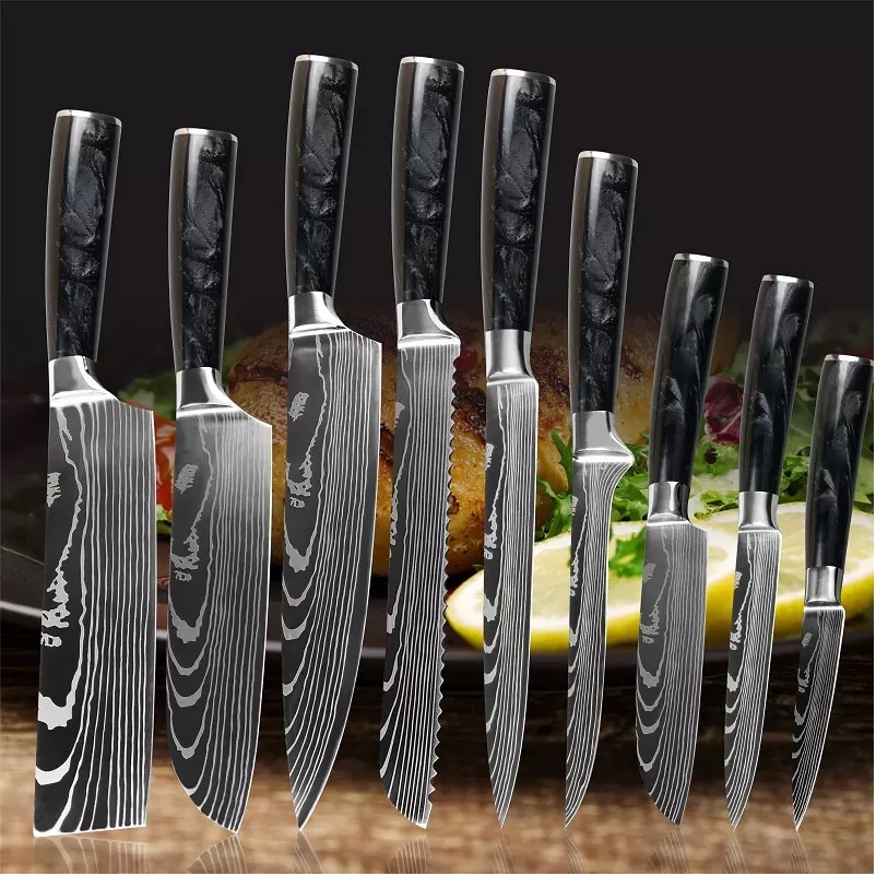 Keukenmes set BL-29418 - 8delig / Zwart / Bruin / Type2