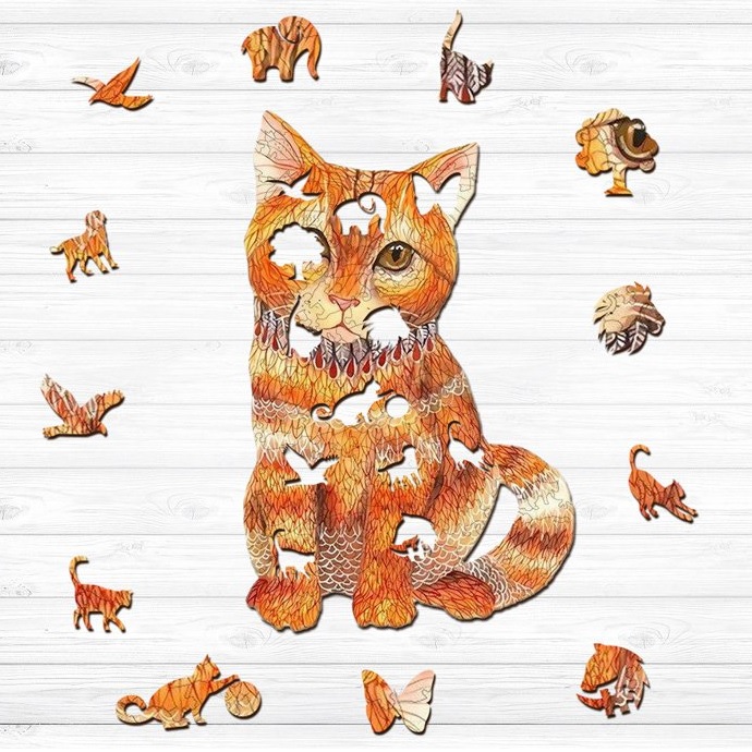 Drevené puzzle-Katze/S