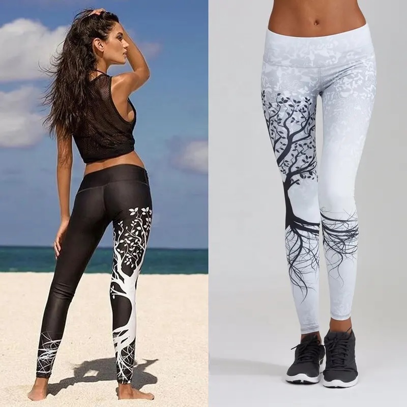 Dames Leggings Tree - Wit / XL