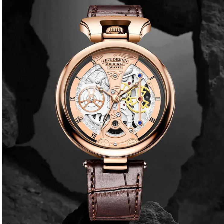 Horloge LIGE HA-29524 - Bruin / Goud Roze