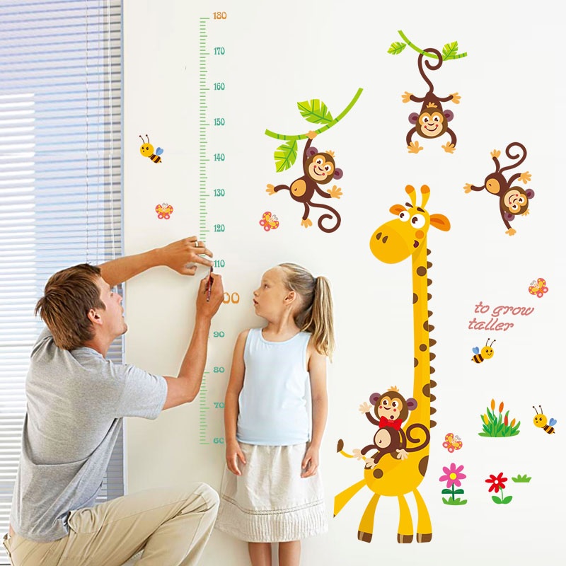 Wandsticker / Behang Giraf Groeimeter