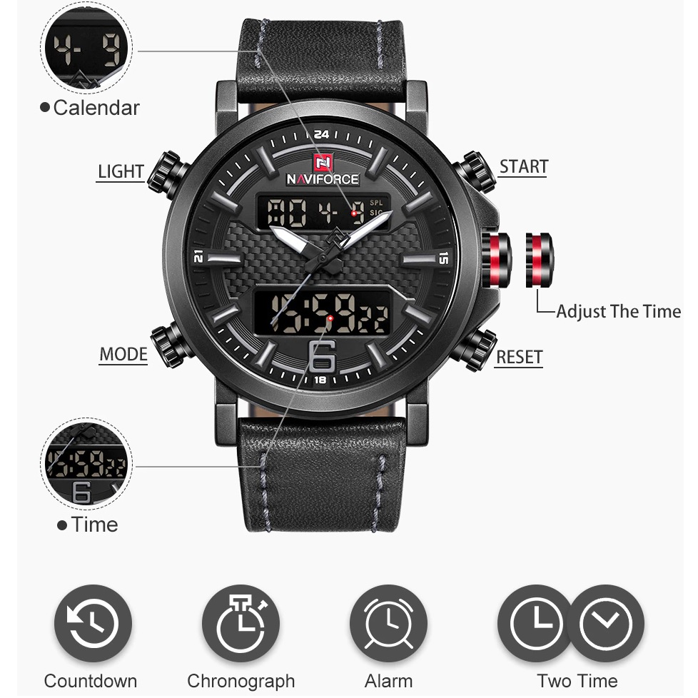 Hodinky NAVIFORCE RY-14621 - Zwart/Bruin