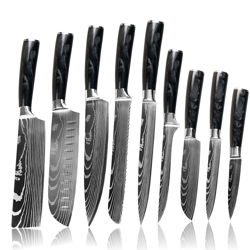 Keukenmes set BL-29418 - 8delig / Zwart / Bruin / Type2