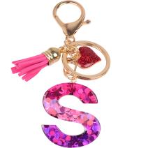 Sleutelhanger Alfabet - S / Roze / Hart