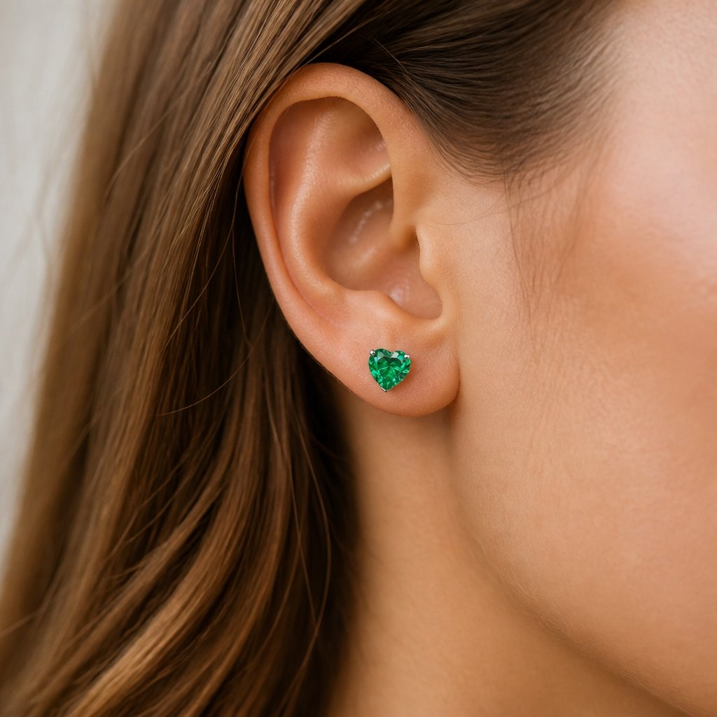 Oorbellen Small Hearts - Groen